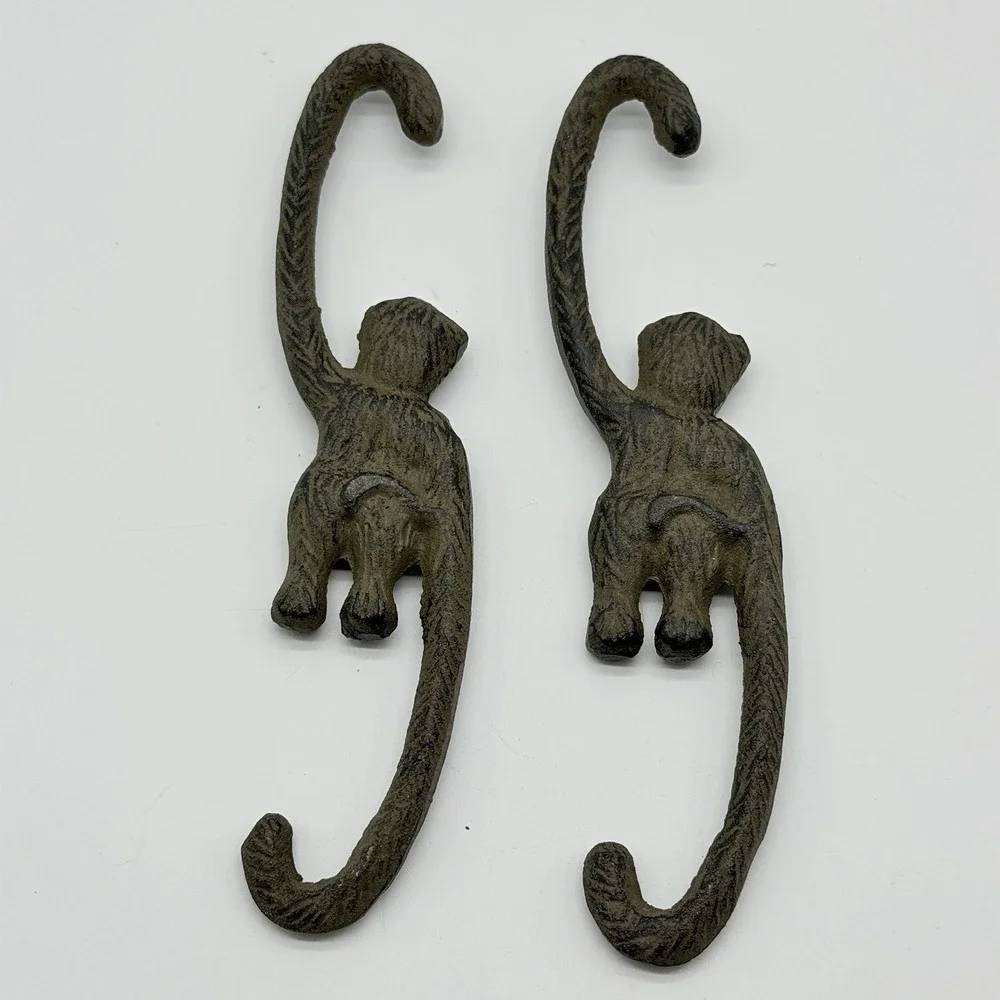 Cast Iron Plant Hangers Monkey Hook Set of‎ 2 Brown 8